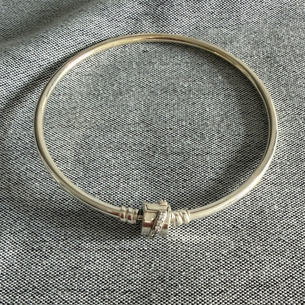 Pandora Silver Hinged Bangle Bracelet with Twist Clasp